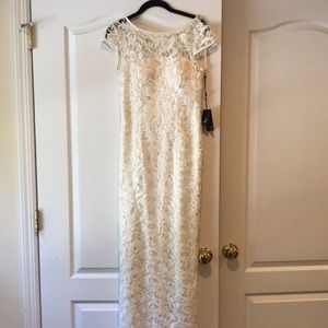 Adrianna Papell white lace gown